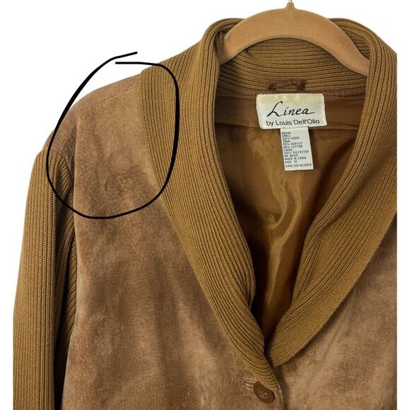 LINEA by Louis Dell'Olio Brown Tan Suede Leather Jacket 1x Beige A8342 Womens - Picture 10 of 12